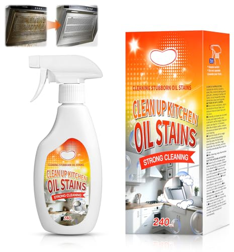Heavy Grease Cleaner,240ml Heavy Degreaser Kitchen Clean Spary with Mild Formula Quick Decomposition,Oil Stain Remover,Kitchen Oil Stains Spray,Clean Up Kitchen Oil Stain for Stove,Range Hood