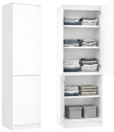 Home Collective Kleiderschrank, Garderobenschrank, Mehrzweckschrank 2-türig mit 5 Einlegeböden | Vielseitiger Schrank für Schlafzimmer, Flur oder Büro | 50x40x180 cm (BxTxH) | Weiß