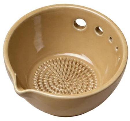 Cuenco de cerámica hecho a mano para pelar hierbas, plato rallador de ajo | Rallador de platos de ajo 2 en 1, picador de verduras para cocina, apartamento, hornear, moler
