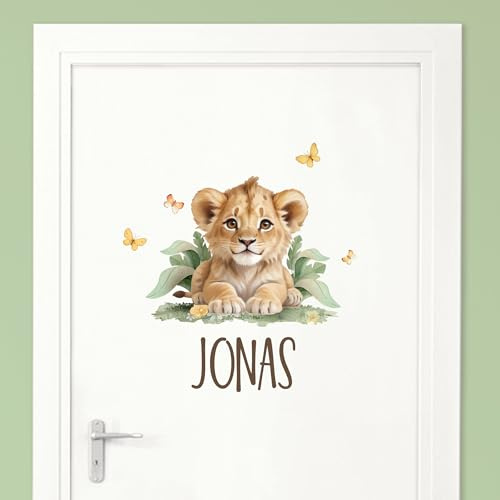 Little Deco Türaufkleber, Wandtattoo Kinderzimmer, Löwenjunges | Wandsticker, Sticker personalisiert, Babyzimmer Deko, Wunschtext Aufkleber, Tür Namensschilder Kinder, Stickers selbstklebend