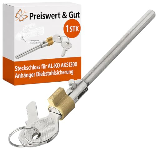 Steckschloss AL-KO AKS1300 kompatibel Diebstahlsicherung für Anhänger | Diebstahlsicherung Durchmesser 11,5 x 97,5 mm, 1 Stück mit 2 Schlüsseln, einfache Montage ohne Bohren, Kein Originalteil