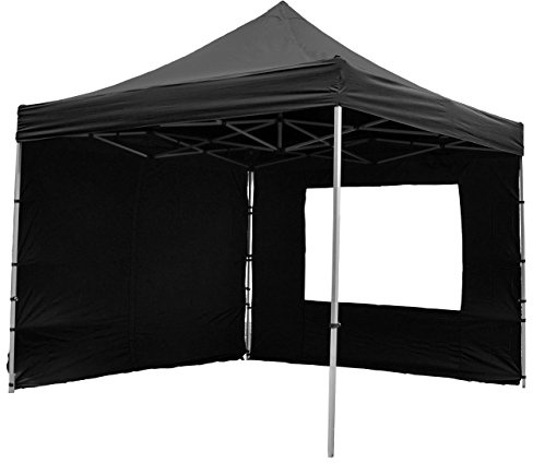 Nexos Falt-Pavillon 3x3 m mit 4 Seitenteilen (2 ohne / 2 mit Fenster) – Farbe: Schwarz
