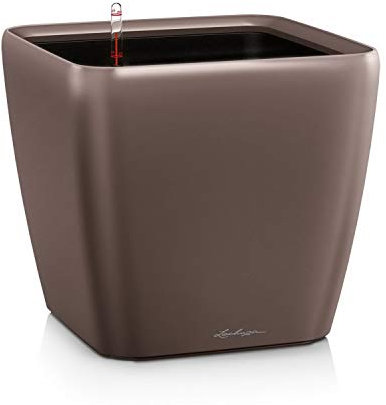 LECHUZA Quadro LS 21 - Fioriera autoirrigante da Giardino, per Interni ed Esterni, con Foro di drenaggio e substrato per Piante, in poliresina H20 L21 W21 cm