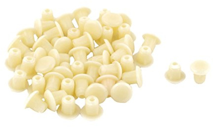 sourcing map 50 STK Möbel Schrauben Abdeckungen Tisch Stuhl Kunststoff Rohr Ende Bohren Abdeckstopfen Beige Einsatz 5 mm de