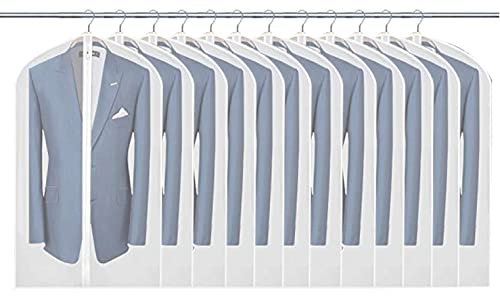 URMI Kleidersäcke, 12 Stück, 60 cm x 100 cm, atmungsaktiv, mit Reißverschluss, PEVA-Bekleidungshüllen, Taschen, Mantel, wasserdicht, mottensicher