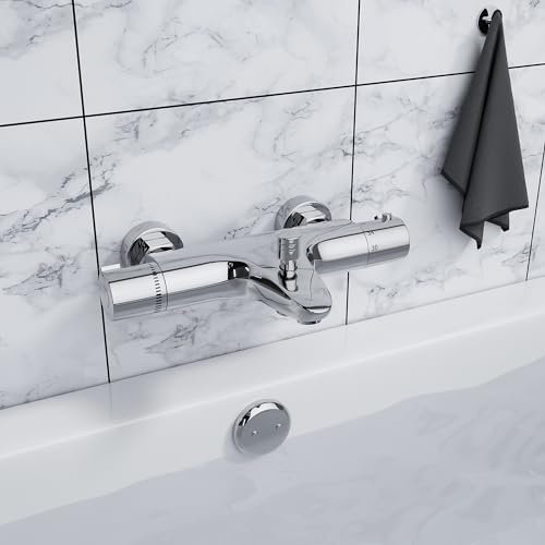 MORADO Miscelatore termostatico per doccia, miscelatore termostatico doccia,rubinetto termostatico, valvola di miscelazione con controllo della temperatura, finitura cromata, montaggio a parete