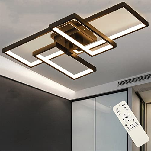 LED Deckenleuchte Dimmbar 52W Modern Deckenlampe mit Fernbedienung Schwarz Wohnzimmerlampe Geometrisch Wandlampe Deckenbeleuchtung für Schlafzimmer Esszimmer Wohnzimmer Arbeitszimmer Flur Büro
