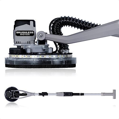 Werku WK403260, Levigatrice Circolare Pareti-Tetti, Qualità Professionale, Potenza 400 W, Disco 225 mm, Motore Brushless, Sistema Luce LED Vision, Include Disco Abrasivo e Tubo Aspirazione