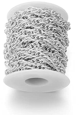 4,5 m Aluminium-Panzerketten, 48,9 x 35,6 cm, gedrehte Glieder, Miami, kubanische Gliederkette, klobige Handtaschenkette, Weißgold mit Spule für Halsketten, Schmuckherstellung