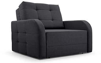 MOEBLO Kindersofa Porto 80 – Schlafsessel Sofa Sessel Jugendsofa Schlafsofa 1-Sitzer Gästebett mit Schlaffunktion und Bettkasten (BxHxT): 101x90x100 cm (Dunkelgrau)