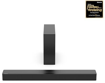Hisense HS2100 2.1 Ch 240W Sound Bar with Wireless Subwoofer - DTS Virtual X, Dolby Audio, Ezplay, 6 EQ Modes, HDMI ARC, Bluetooth 5.3