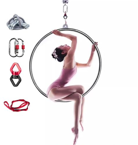 Aerial Hoop Frauen Männer Home Aerial Yoga Hoop Set für Leistung & Fitness, Professionelle Aerial Ring für akrobatische Zirkus Gymnastik, Stretching-Schaukel für Erwachsene Kinder (Size : Dia 90cm/35