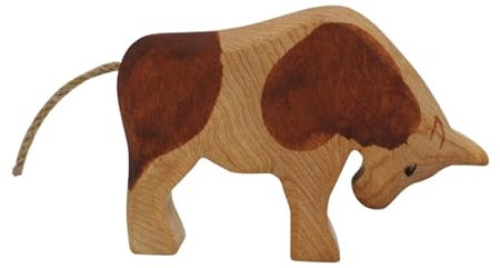HolzWald - 1774 - Bauernhof, Stier, Holz, Handarbeit, 10,5cm x 15cm x 3cm