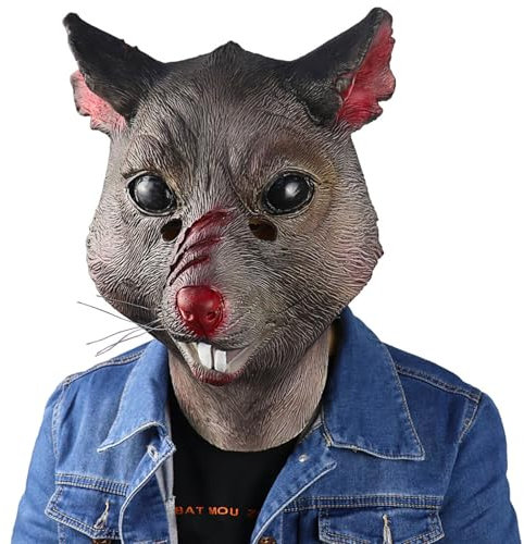 shayulajiao Rattenmaske | Halloween Horror-Maske aus Latex – Tierkostüm-Vollkopfmaske für Karneval, Fasching，Paraden & Parties