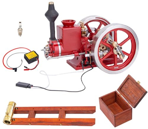 BuildCubes HM-01 Hit and Miss Motormodell Verbrennungsmotor Modellbau mit Grundausstattungskasten, Kraftstofftank, Ölleitung, CDI Zünder, Zündkerze, Geschenk -KIT Version