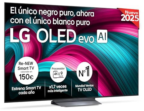 LG OLED77C54LA - 77 OLED EVO 4K, Smart TV AI B5, WebOS 25, Dolby Vision and Dolby Atmos, AMD FreeSync, Alexa/Google Assistant, Black
