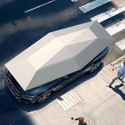 Paraguas automático portátil para coche, cubierta retráctil para proteger del sol y la intemperie, cochera plegable para proteger el coche en exteriores, toldo móvil, se abre en 8 segundos (gris, 5,