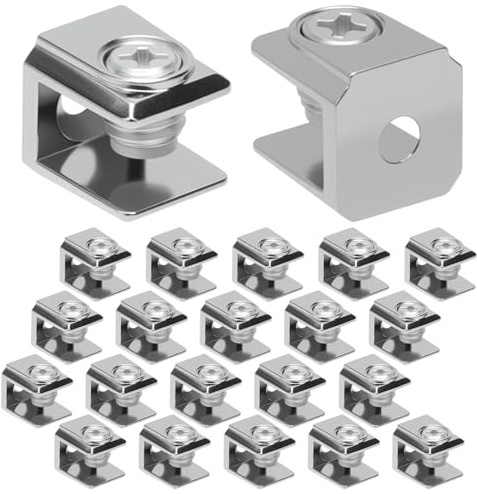 20 Stück Glasbodenträger Glashalter Edelstahl Quadratische Verdickte | Verstellbare Glasklemme, Glasregal Halterung, Regalbodenträger Trägerklemme, Zinklegierung Glasclip, für 3-8 mm, Dickes Glas