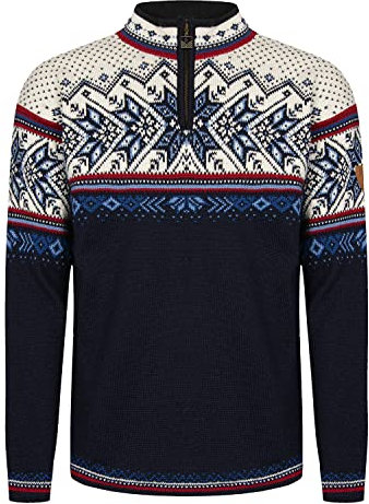Dale of Norway Erwachsene Pullover Vail, Midnight Navy/Red Rose/Off White/Indige China Blue, M, 90331-C