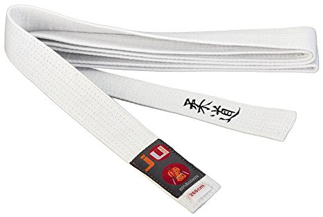 Ju-Sports Budogürtel weiß mit Bestickung Judo (Japanisches Kanji)