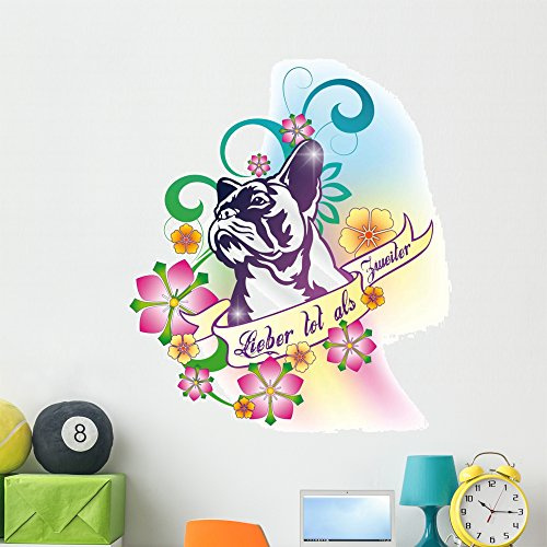 Wallmonkeys French Bulli Tattoo Wall Decal Peel and Stick Floral Graphic (48 in H x 46 in W) WM141086
