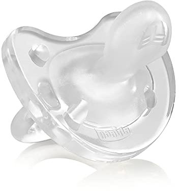 Chicco Physio Soft Chupetes para Bebés de 6 a 16 Meses, 100% Silicona Suave y Delicada que Imita el Pecho Materno, con Orificios de Ventilación y Tetina Physioforma - Transparente