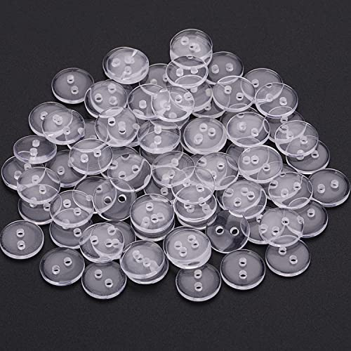 Trimming Shop Clear 15mm Round Backing Buttons, 2 Holes, 10pcs | Snap Fastener Backing Buttons For Sewing, Art, Craft & Scrapbooking