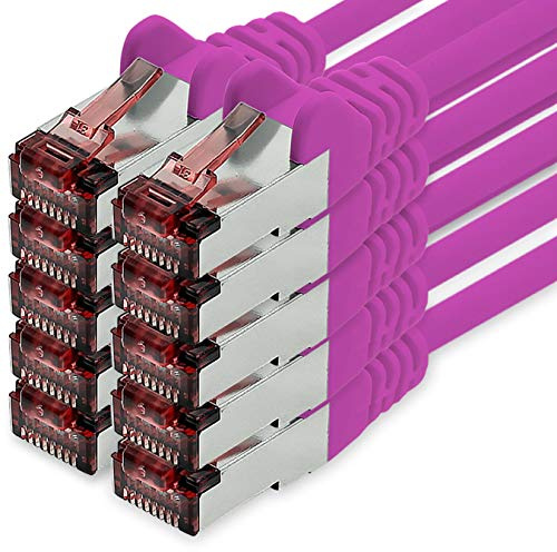 freiwerk Netzwerkkabel Cat.6 1m magenta - 10 x Ethernetkabel Lankabel Cat6 Lan Netzwerk Kabel Sftp Pimf Patchkabel 1000 Mbit s