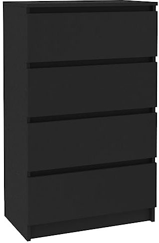 vidaXL Sideboard 60x35x98,5 cm, Schwarz, Holzwerkstoff, 4 Schubladen, Aufbewahrungsschrank, Kommode, Buffetregal, Indoor-Aufbewahrung
