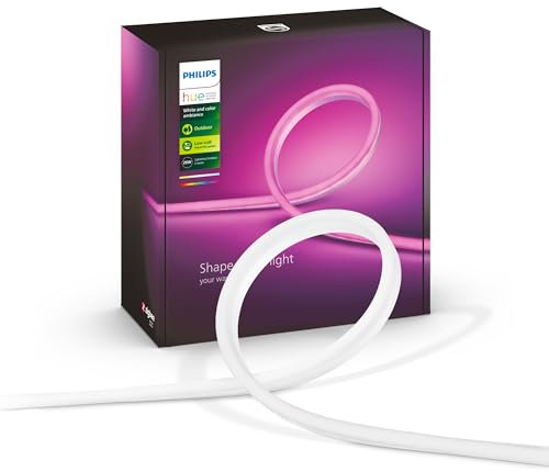Philips Hue White & Color Ambiance Outdoor Lightstrip (2 m), dimmbarer LED Streifen für das Hue Lichtsystem mit 16 Mio. Farben, smarte Lichtsteuerung über Sprache oder App