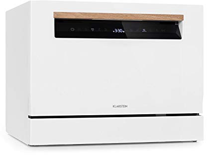 Klarstein Lagoona Mini Lavavajillas independiente - Eficiencia energética F, potencia: 1380 W, consumo de agua: 6,5 l 7 programas más secado, 49 dB, panel de control táctil, Blanco