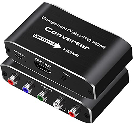 Component to HDMI, YPbPr to HDMI Converter, Koopman 5RCA RGB to HDMI Converter Adapter, Supports 1080P Video Audio Converter Adapter HDMI V1.4 for DVD PSP PS2 N64 to HDTV Monitor and Projector