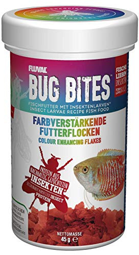 Fluval Bug Bites Fischfutter Flocken farbverstärkend, mit Insektenlarven, als Ergänzung für tropische Fische, 250ml