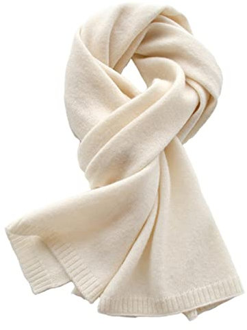 UKKO Kaschmirschal Kaschmirschal Frauen Massivfarbe Winterschal Warme Lange Wollschals Männer-Ivory,Adults 155Cm