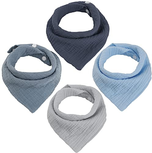 WD&CD Bavaglino Bandana Drool Neonato, 4 Pezzi Cotone con 2 Bottoni a Pressione, Super Assorbenti Morbidi, per Ragazzi e Bambino - Colore 1