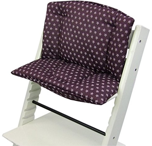 BAMBINIWELT Ersättningsöverdrag sittdyna kudde set sittförminskare kompatibel med STOKKE Tripp Trapp för barnstol stjärna (bordeaux stjärnor)