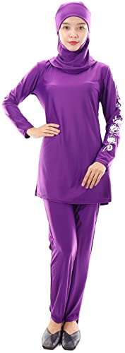 Musuly Burkini Violet – Malliot De Bain Combinaison avec Voil (36)
