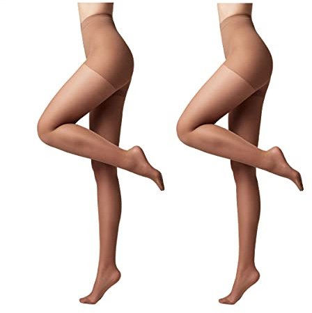 Conte elegant ACTIVE 40 DEN Lot de 2 Collants Modelants et Fins pour Femmes - Collant Femme Résistant - Stimule la Circulation Sanguine - Marron taille 4