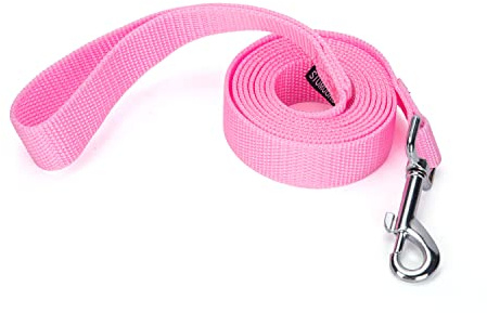 Siumouhoi Starkt hållbart nylonträningskoppel, 1 tum brett dragrep, 1,8 m lång, för liten och medelstor hund (rosa, 1,8 fot)
