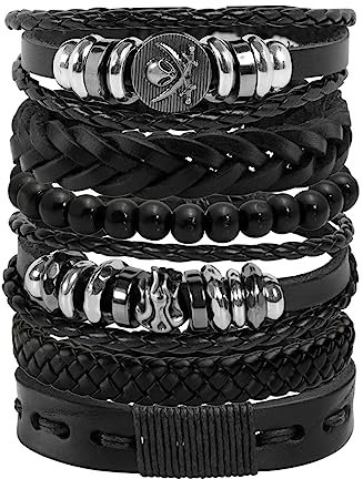 Manfnee Punk Leder Armband für Herren Damen Schwarze Nieten Armbänder Gothic Manschetten Armband