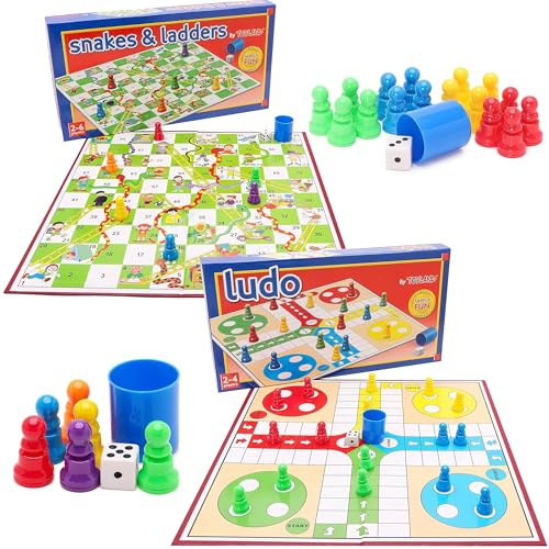 Toyland Classic Family Favourites Board Game Bundle - Snakes And Ladders & Ludo - Suitable Ages 3+ (HL)