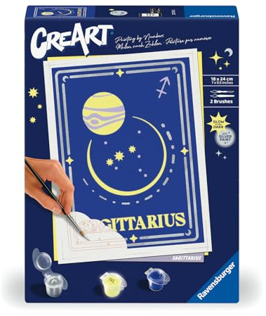 Ravensburger CreArt 23741 - Schütze - Sternzeichen Malen nach Zahlen Erwachsene, DIY Malset mit Pinsel und Acrylfarben, Geschenk für Frauen und Männer, Malen für Erwachsene