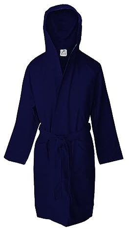Jenny Sesal Mikrofiberbadrock med huva och bälte herr/dam utrymmesbesparande förpackning (XL, marinblå)