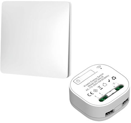 SPORWAY Set di interruttori radio, interruttore della luce radio senza batteria, interruttore da parete con ricevitore, IP44, impermeabile, interruttore da parete, interruttore senza fili, per interni