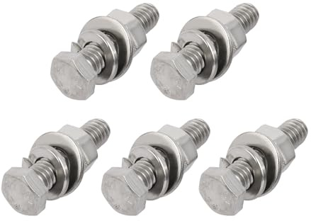 METALLIXITY Sechskant Kopf Schraube Bolzen (5/16-18x1-1/2) 5Set 304 Edelstahl Volles Gewinde Bolzen Muttern mit Flache und Sicherung Scheiben - für Möbel Reparatur Silber Ton