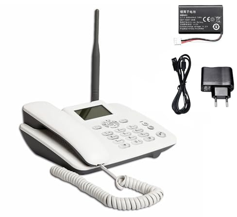 Sunydog Telefono con scheda Sim gsm,Telefono senza fili fisso per telefono da scrivania 2 g supporto gsm 850/900/1800/1900 MHz Telefono con radio orologio funzione SMS per la casa Call Center
