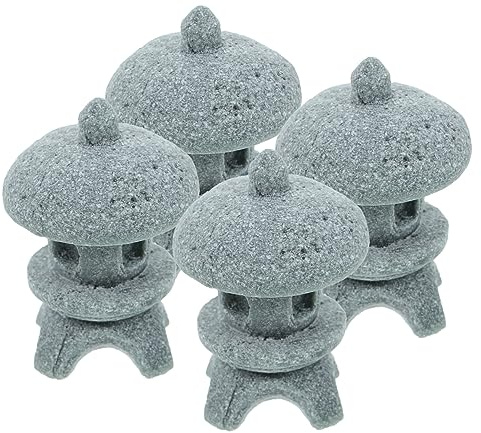 ABOOFAN Statues de Japonaise Miniatures en Lot de 4 Lanternes Décoratives pour Bonsaï Micro- Jardin Extérieur