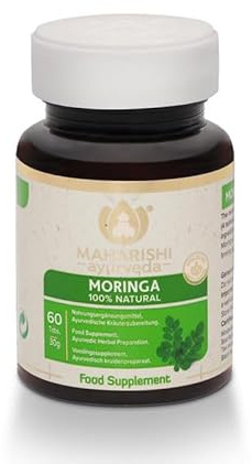 Maharishi Ayurveda Moringa Shigru/Trommelstock (Moringa oleifera) 470mg reines Blattpulver | Vegan, Glutenfrei, ohne Gentechnik 60 Tabletten 1er Pack