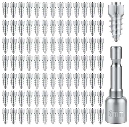 PEUTIER 100 Stück Reifen Spikes Auto, 6x15mm Spike Schrauben für Schnee Tire Studs Screw in Tire Studs mit Installationswerkzeug für Auto LKW Motorrad Fahrrad Stiefel ATV SUV Autozubehör