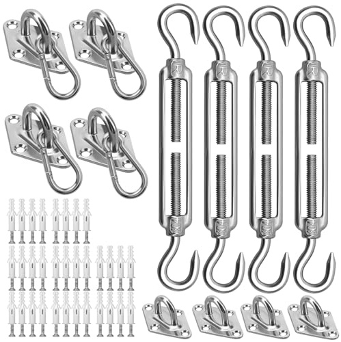 Sun Shade Sail Fixing Kit, M6 Heavy Duty Sun Sail Shade Hardware Kit, 304 Stainless Steel Awning Attachment Set for Garden Triangle and Square, Hardware Accessories Kit
